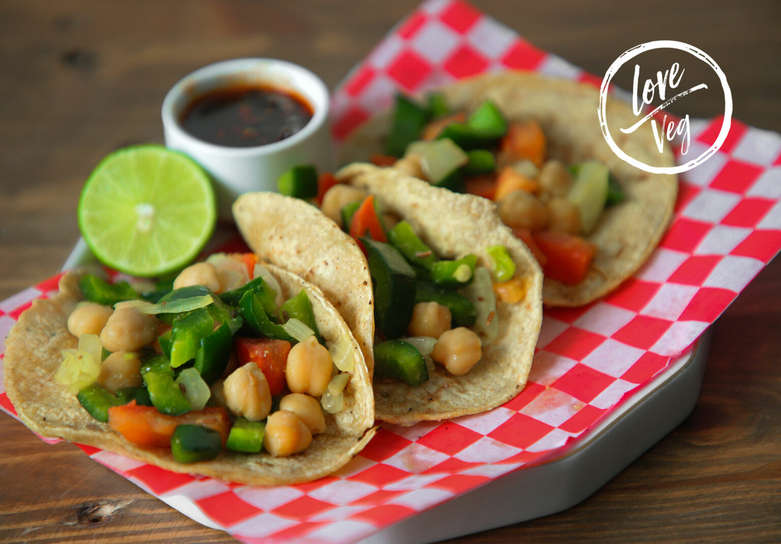 Tacos de garbanzos poblanos Love Veg