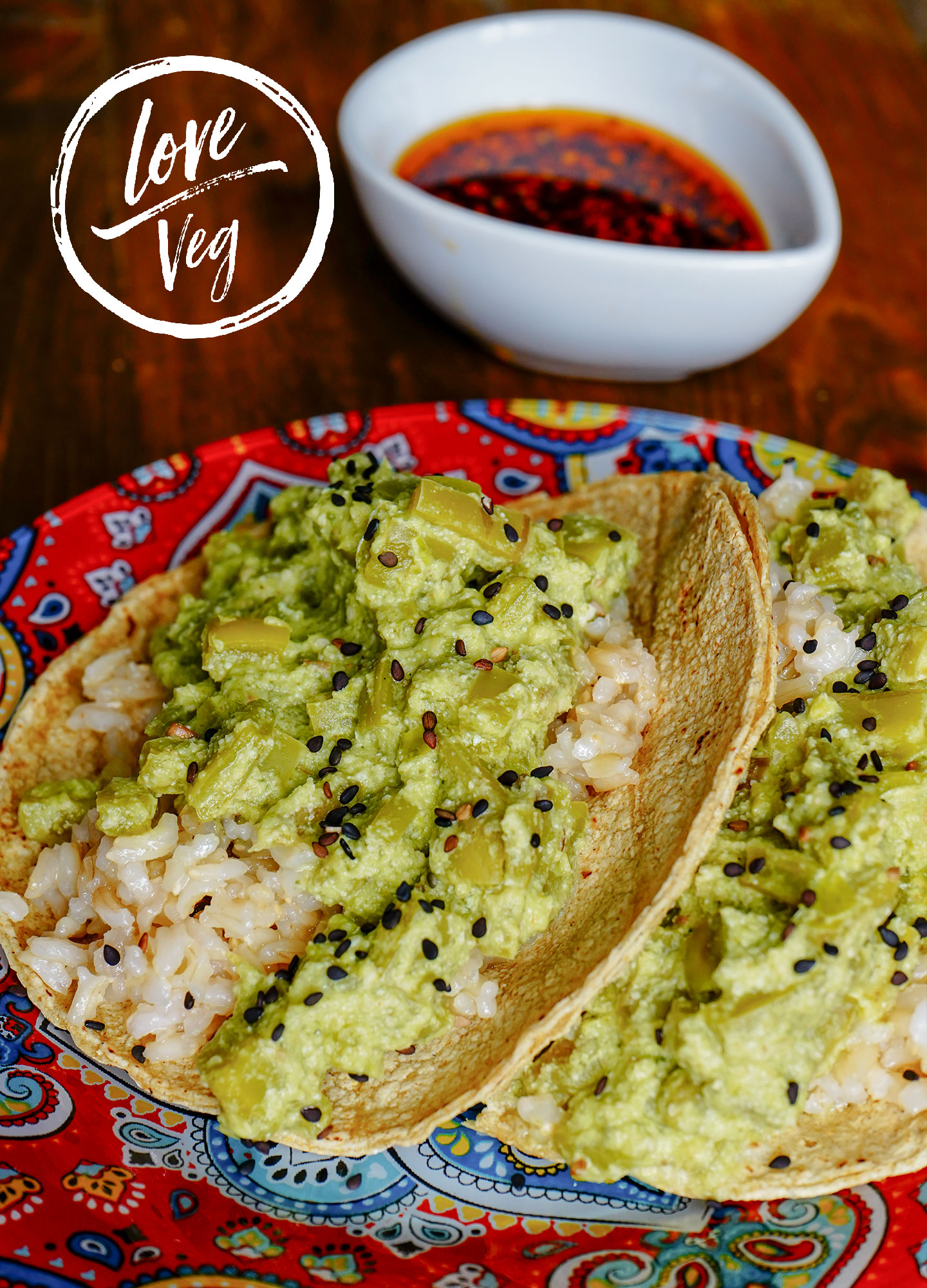 Tacos de Pipián con Nopales y Arroz