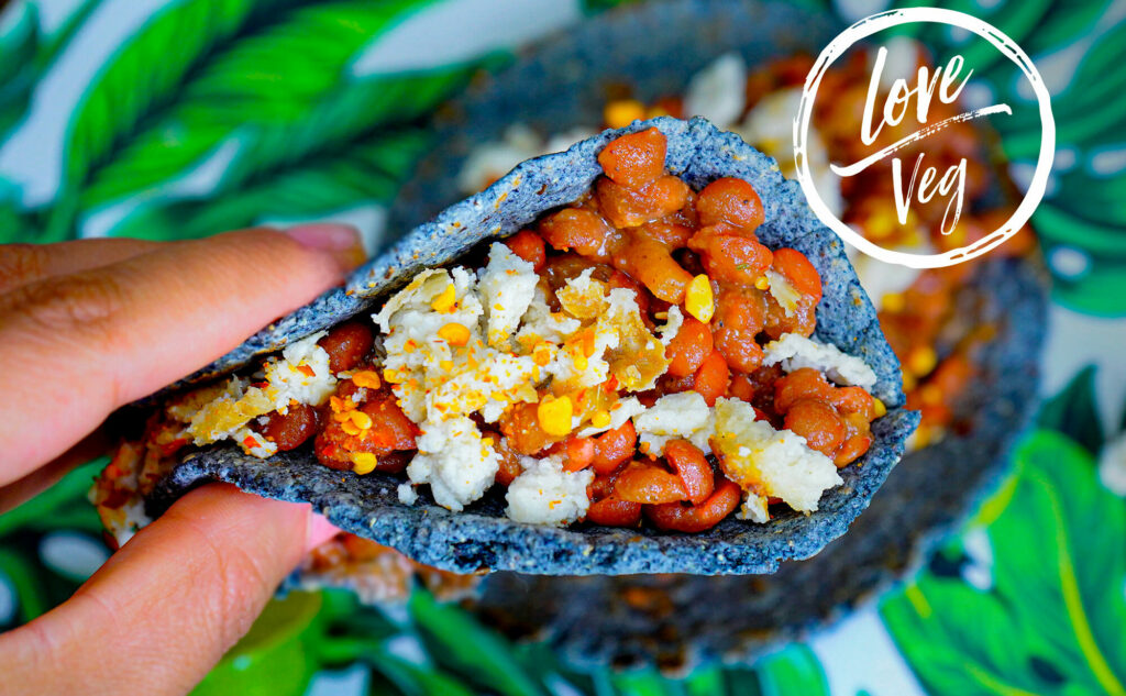 Tacos de chorizo de chicharos