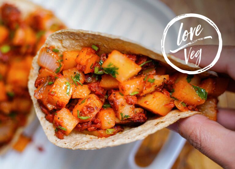 Tacos de Longaniza Vegana con Papas Love Veg