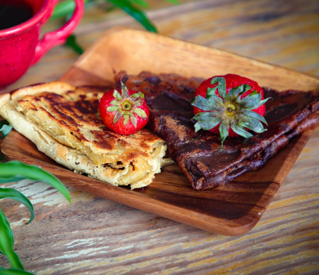 Crepas de vainilla y chocolate