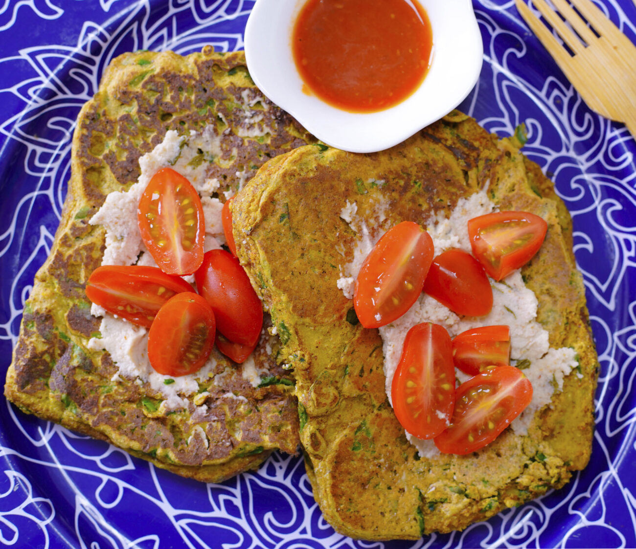 Pan francés vegano con espinacas