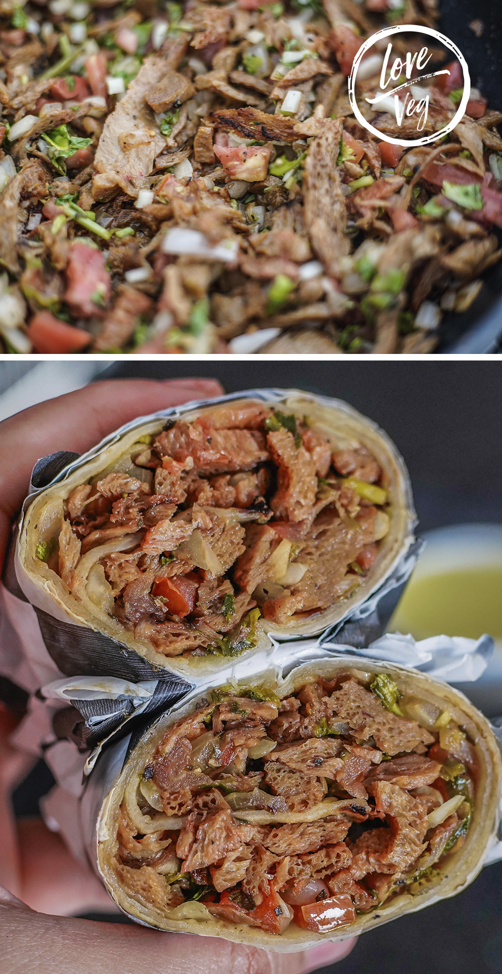 Versión vegana del burrito de machaca a la mexicana